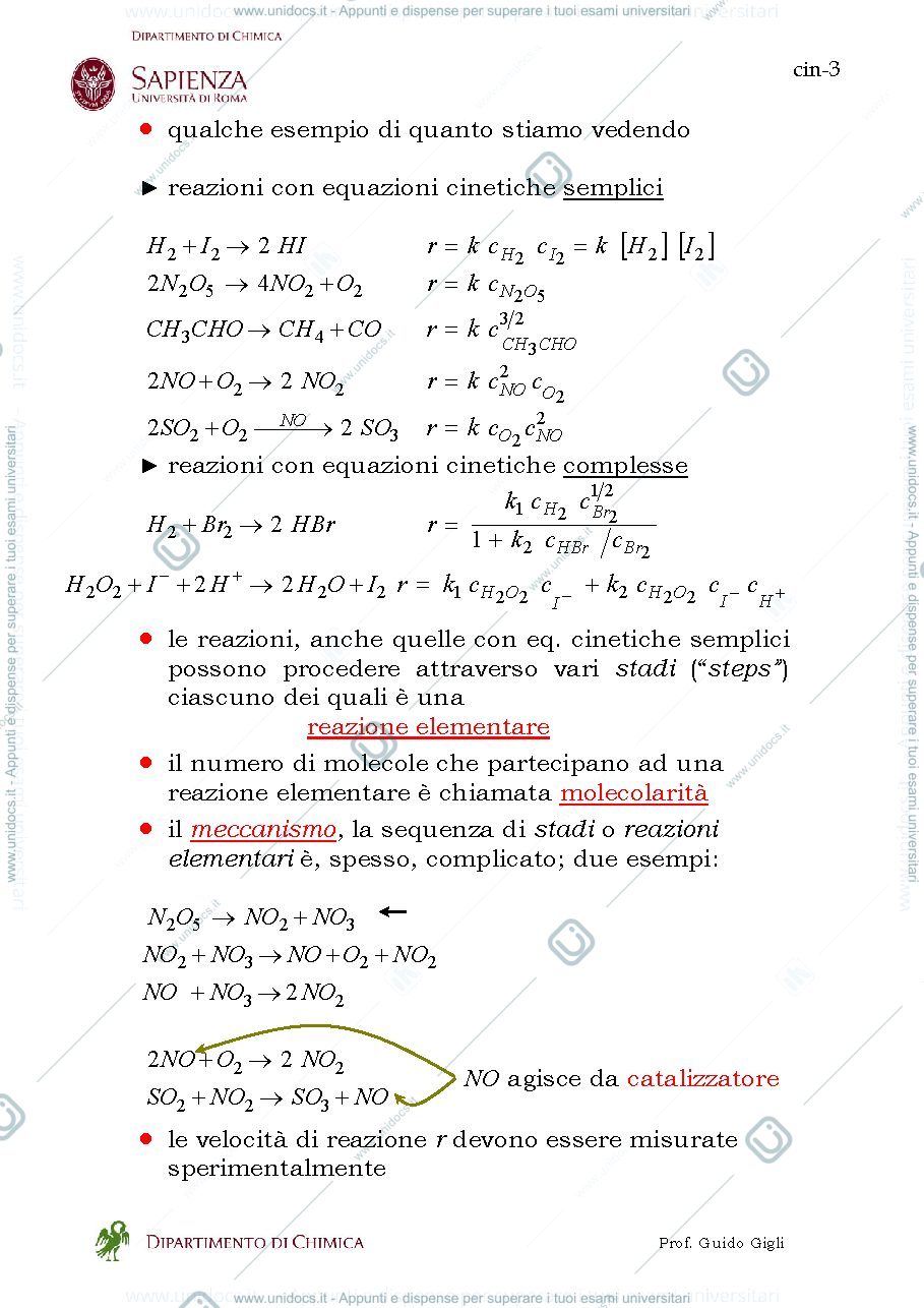 Anteprima pagina 3 — Slide cinetica del corso di chimica fisica 1