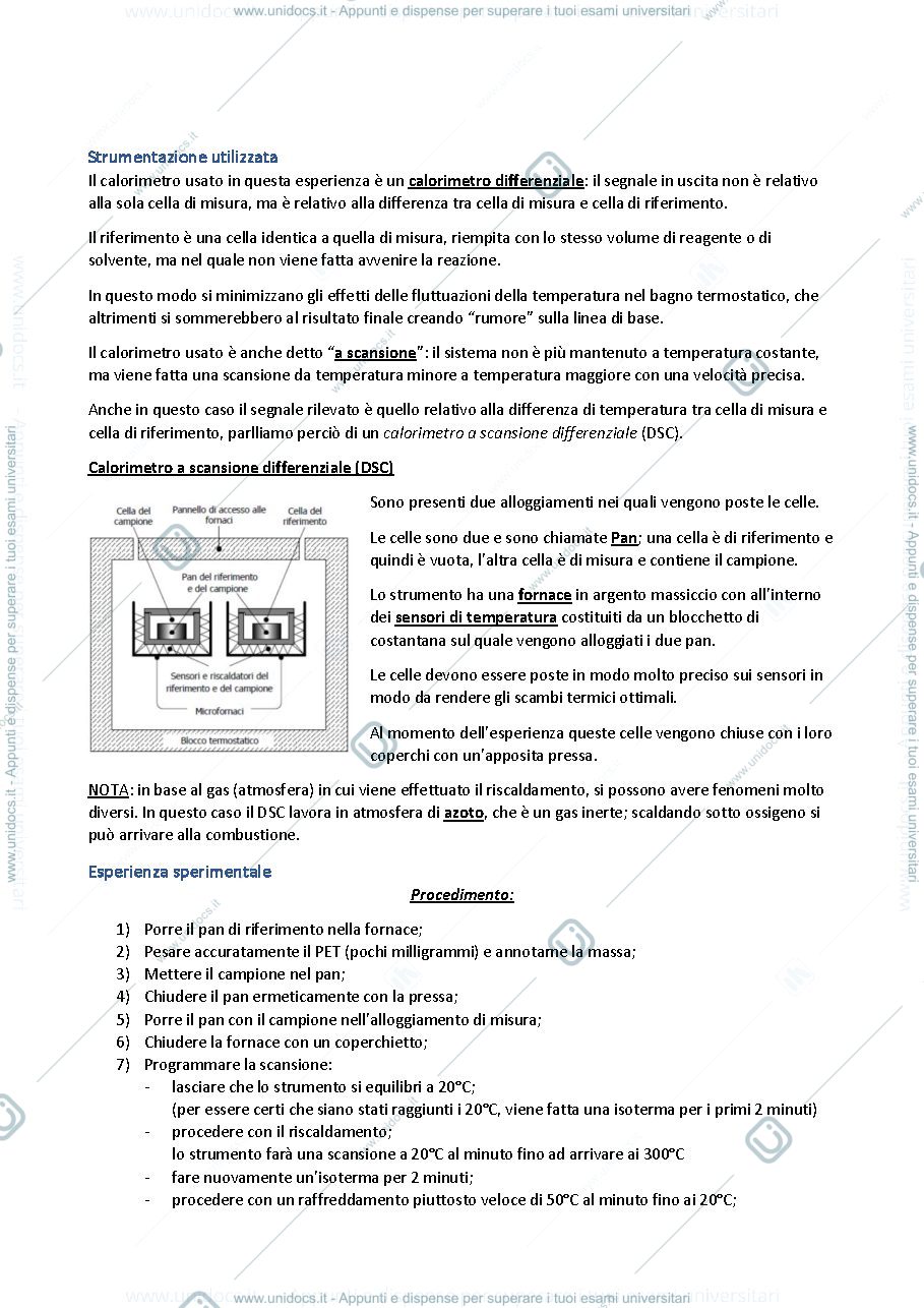 Anteprima pagina 2 — Relazione sull'esperienza della Calorimetria Differenziale a Scansione (DSC)