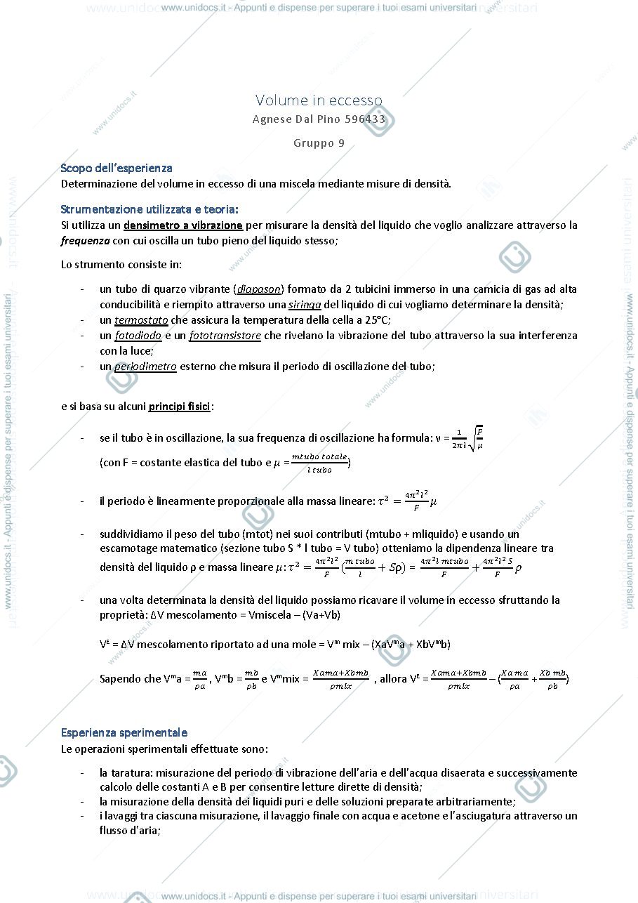 Anteprima pagina 1 — Relazione sull'esperienza del Volume in Eccesso