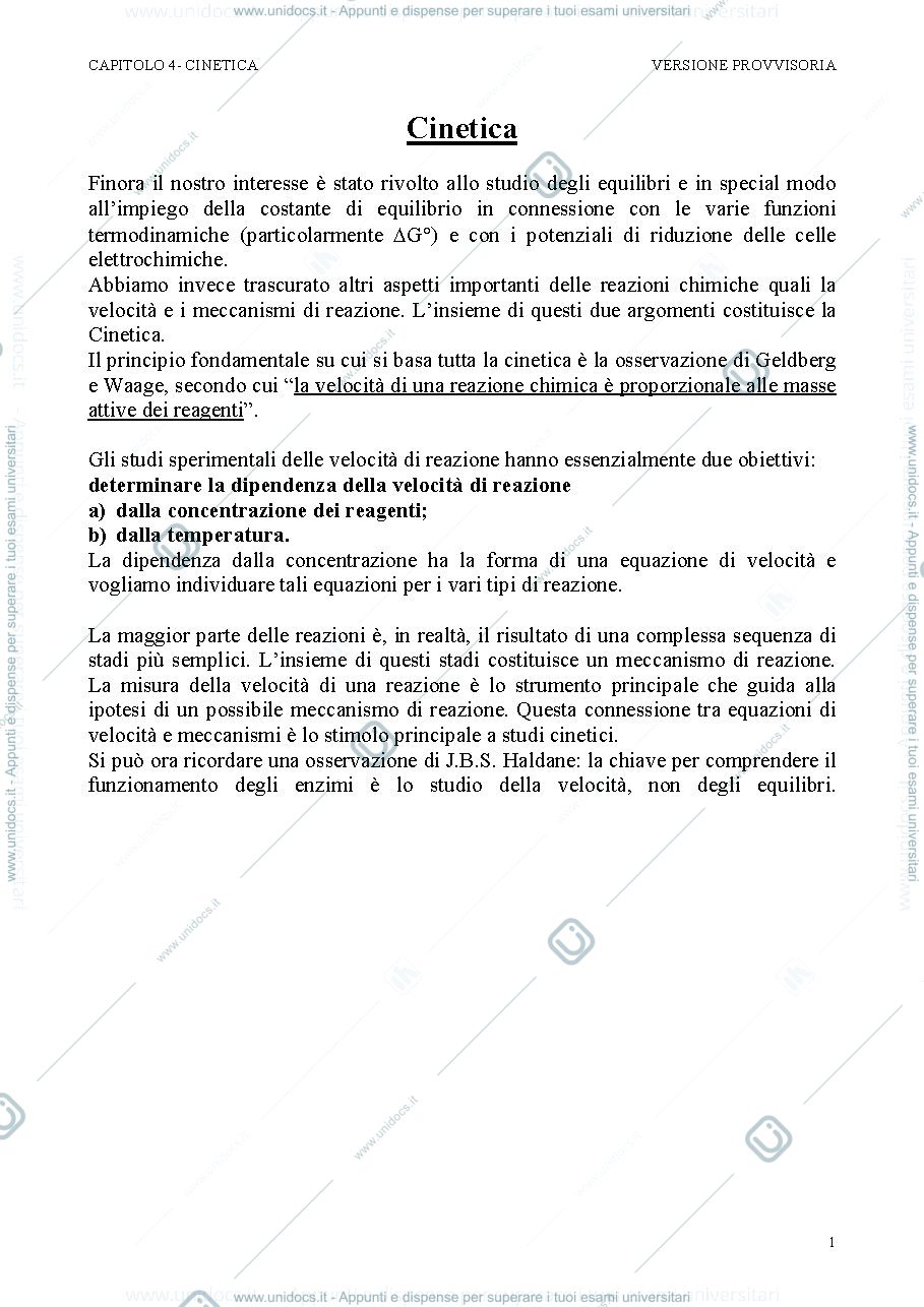 Anteprima pagina 1 — APPUNTI DELLA PROFESSORESSA BERLIER su CINETICA