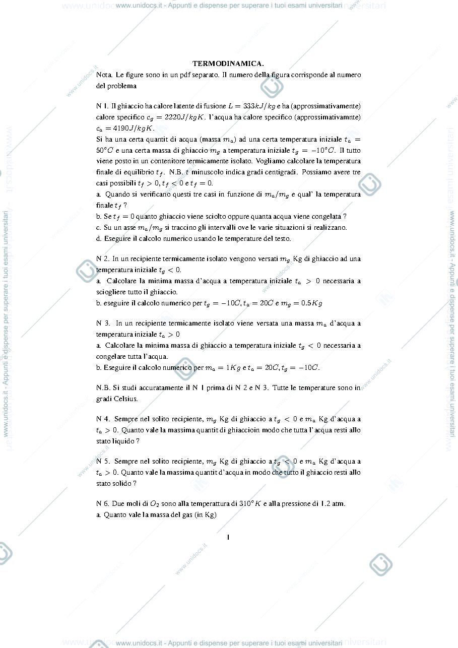 Anteprima pagina 1 — Esercizi termodinamica