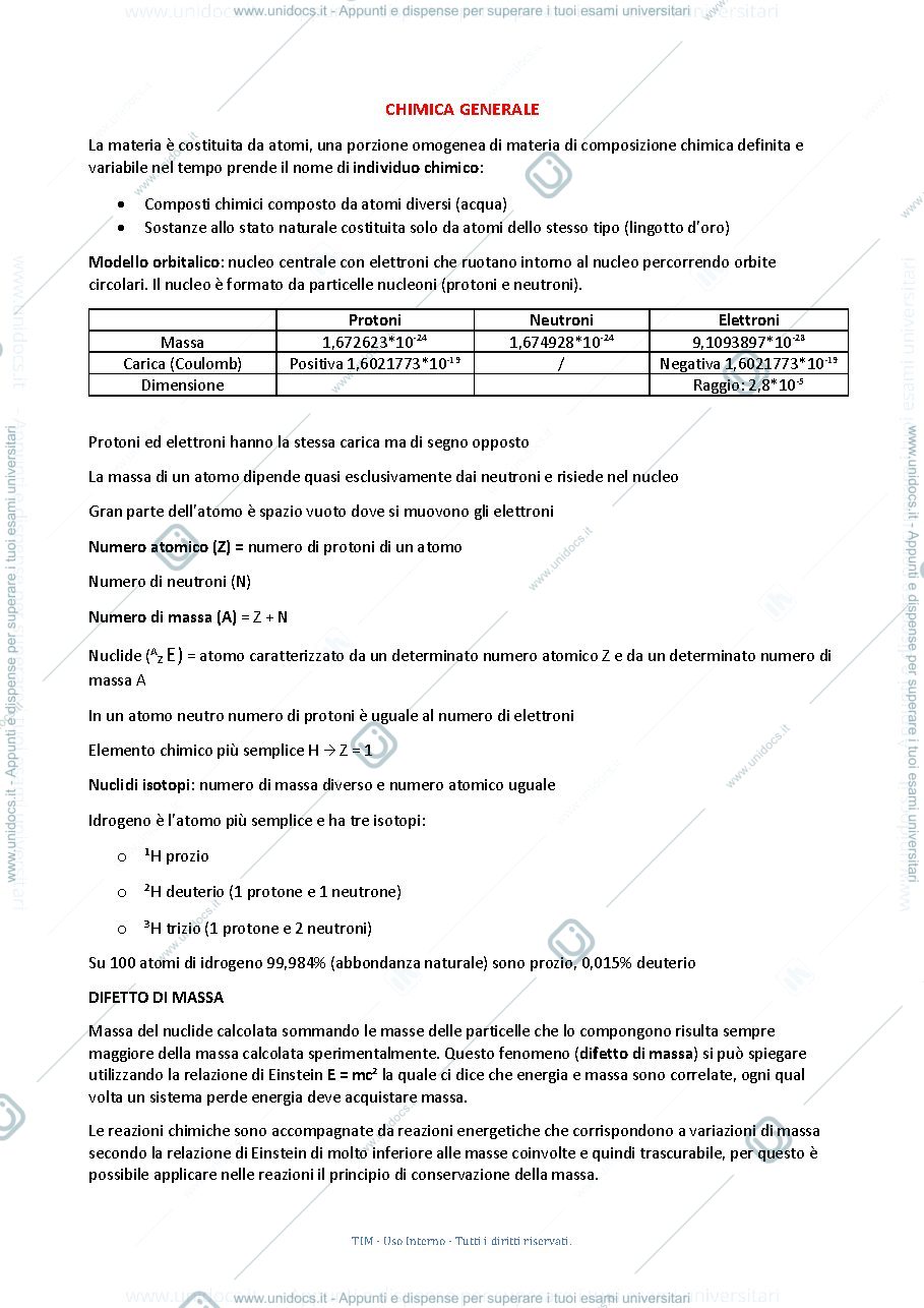Anteprima pagina 1 — chimica generale