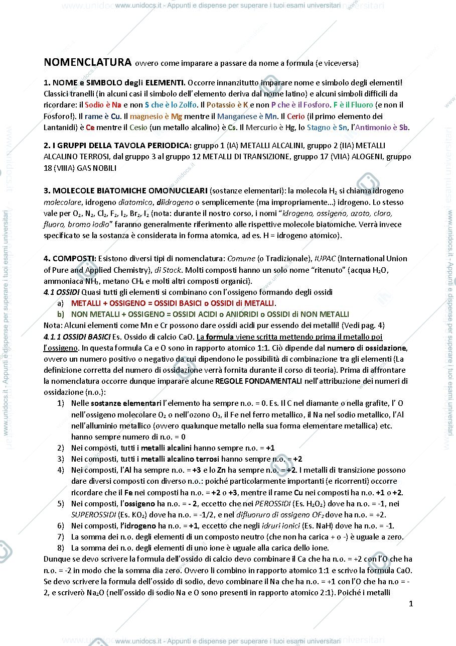 Anteprima pagina 1 — Nomenclatura 