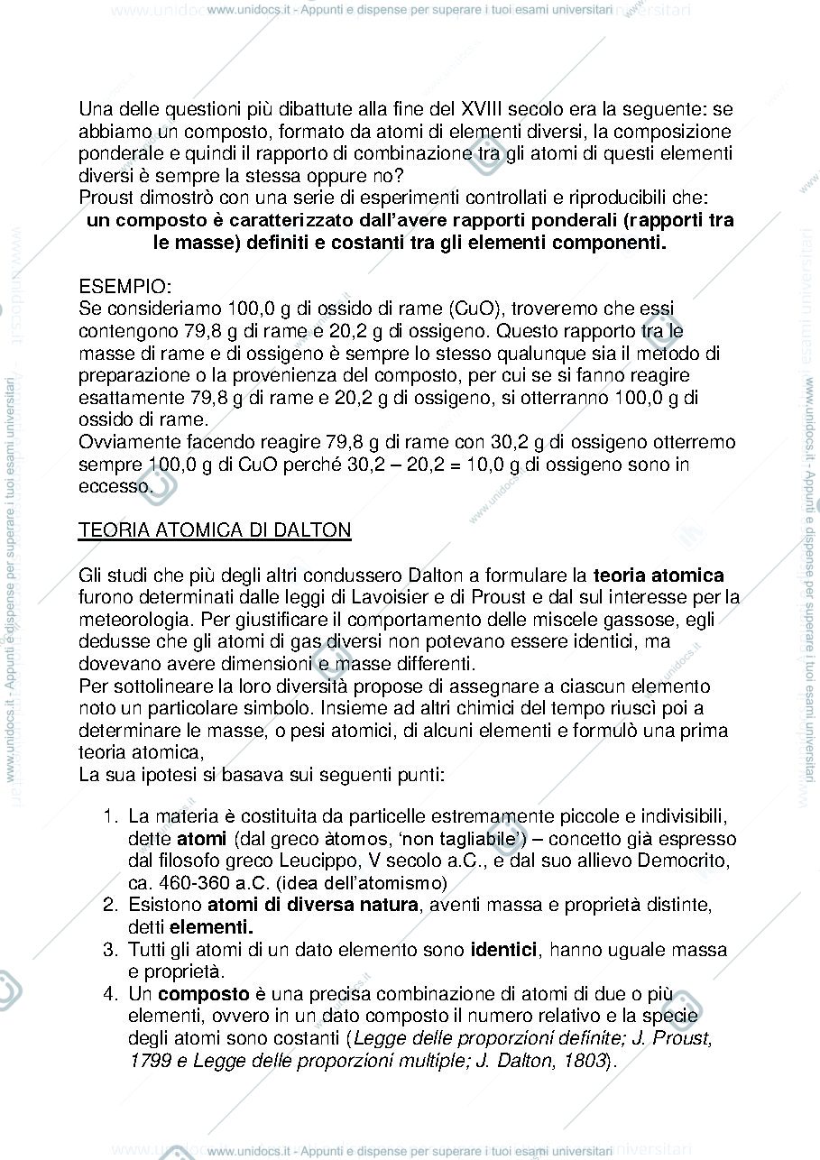 Anteprima pagina 2 — Teoria atomica e formule chimiche