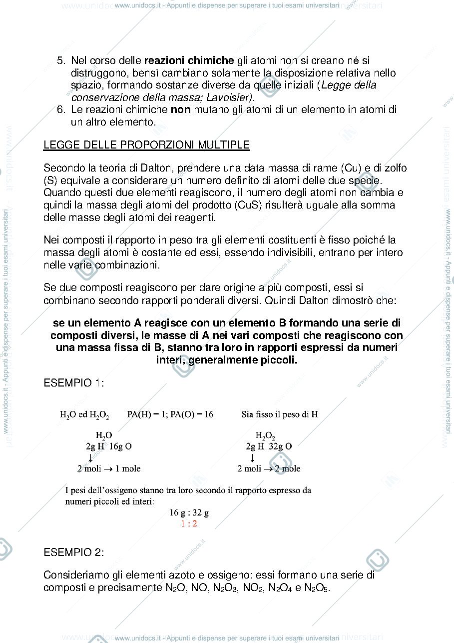 Anteprima pagina 3 — Teoria atomica e formule chimiche