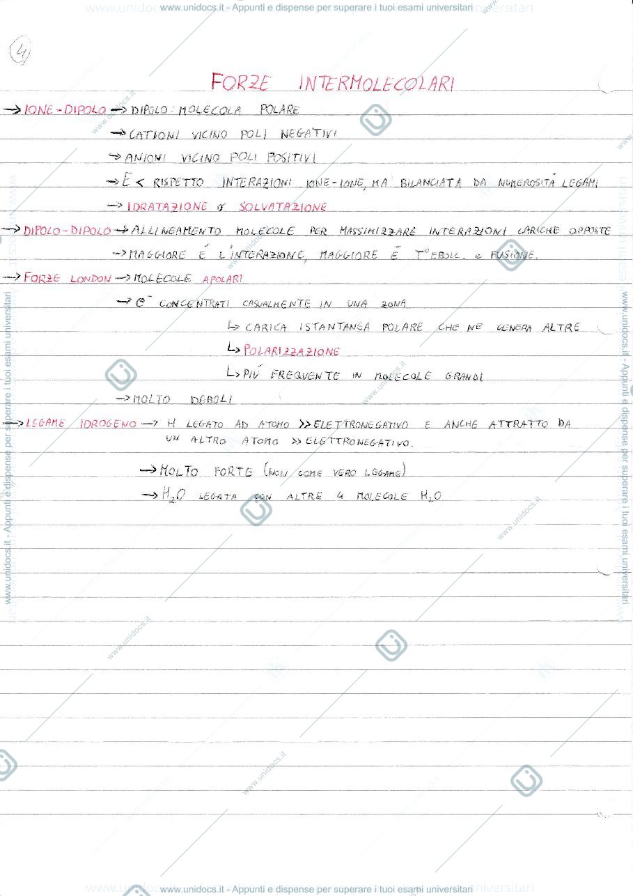 Anteprima pagina 1 — Schema a cascata Forze Intermolecolari