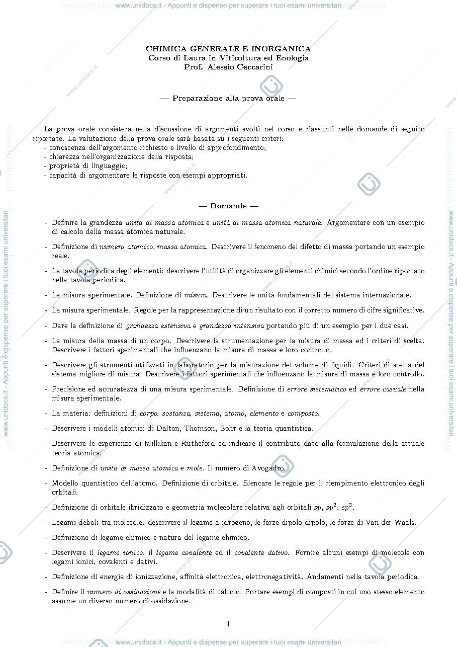 Anteprima pagina 1 — Domande d'esame