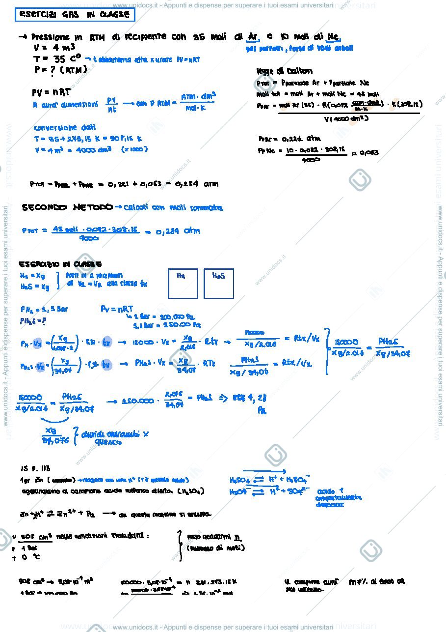 Anteprima pagina 1 — Esercizi gas chimica
