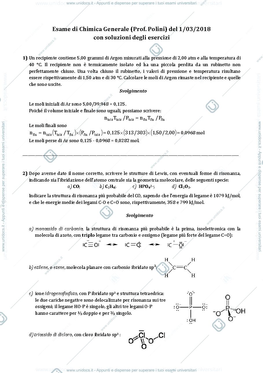 Anteprima pagina 1 — Esercizi di chimica inorganica 