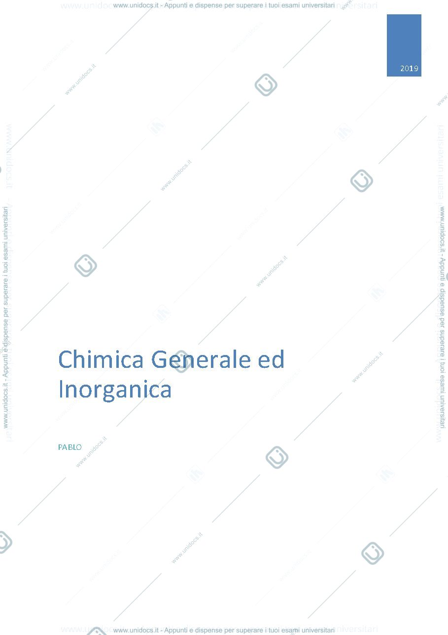 Anteprima pagina 1 — Chimica generale ed inorganica I anno