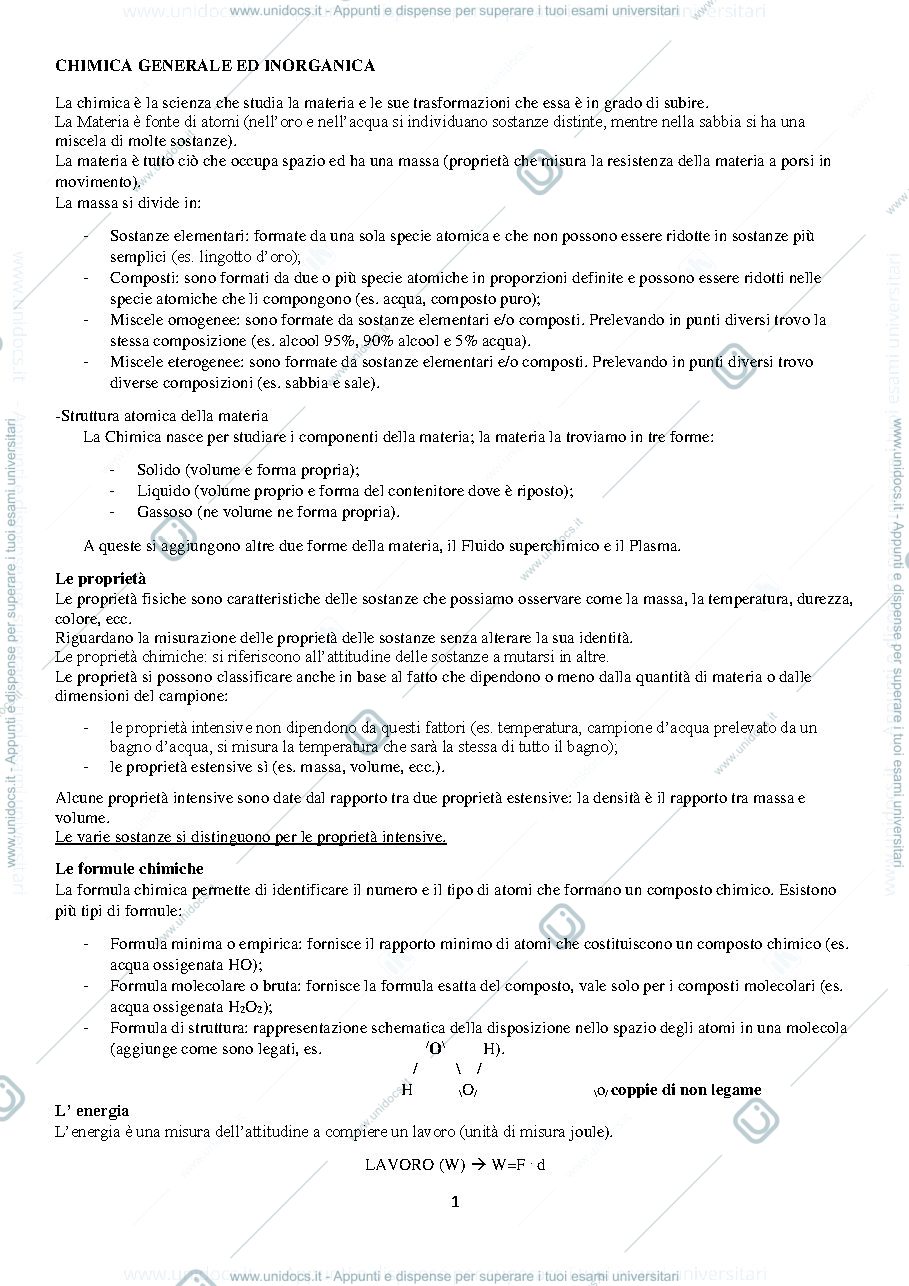 Anteprima pagina 2 — Chimica generale ed inorganica I anno