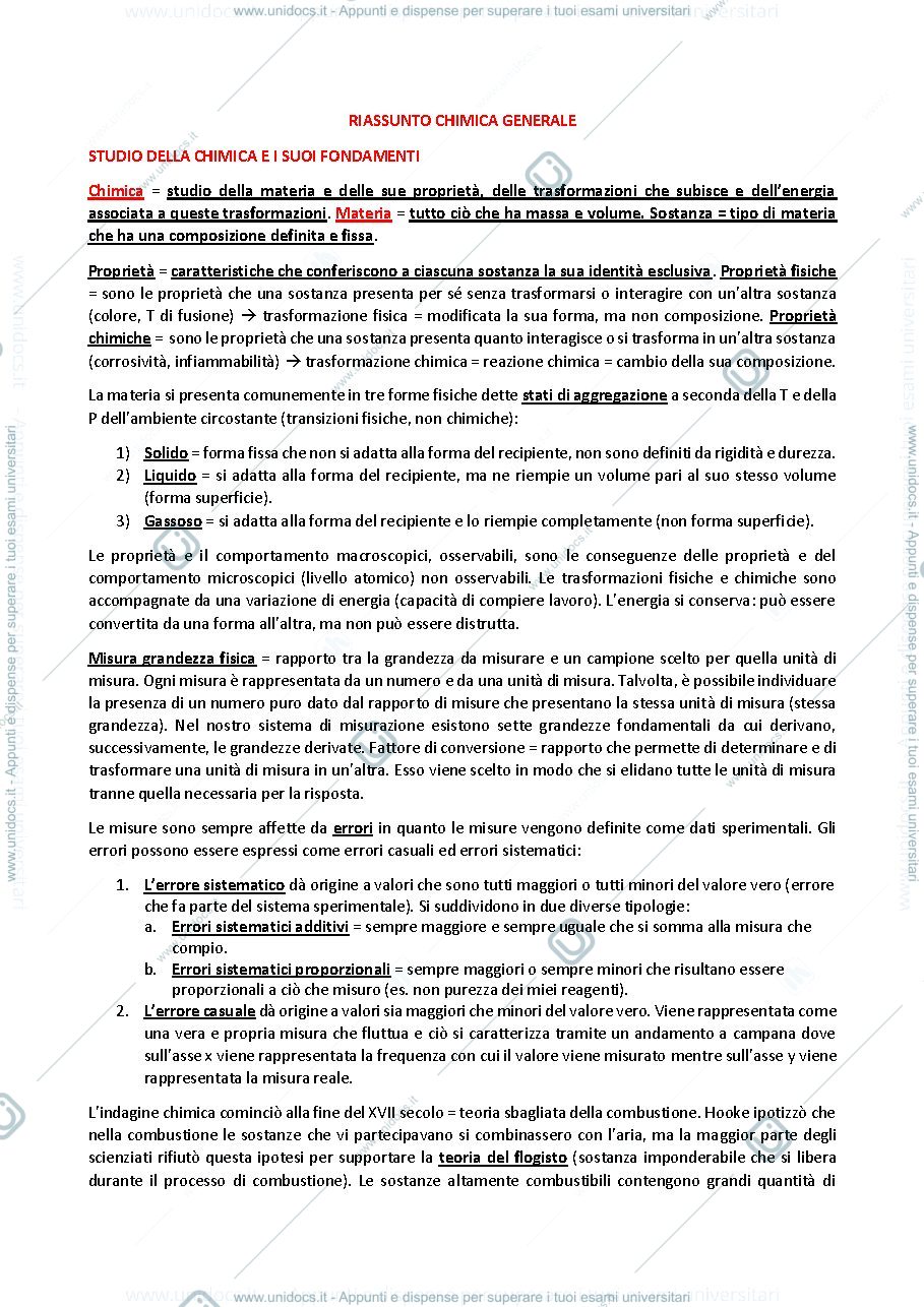 Anteprima pagina 1 — Riassunti chimica inorganica