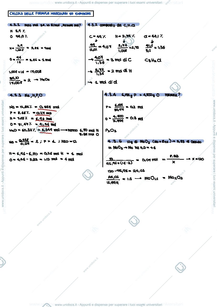 Anteprima pagina 3 — Esercizi stechiometria 
