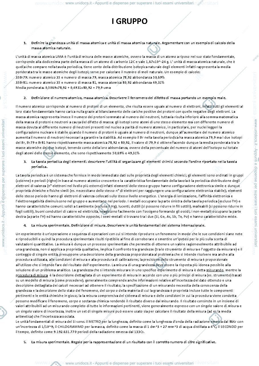 Anteprima pagina 1 — Risposte per esame orale