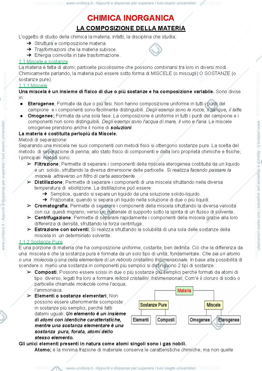 Anteprima pagina 1 — Appunti di chimica generale pt.1