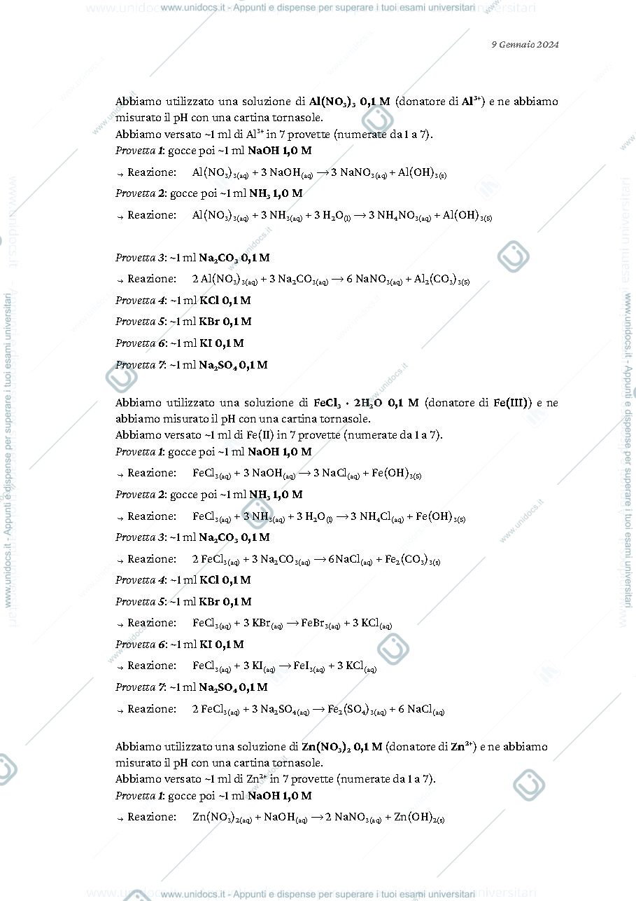 Anteprima pagina 2 — Relazione di laboratorio di Chimica Generale ed Inorganica con Elementi di Analitica