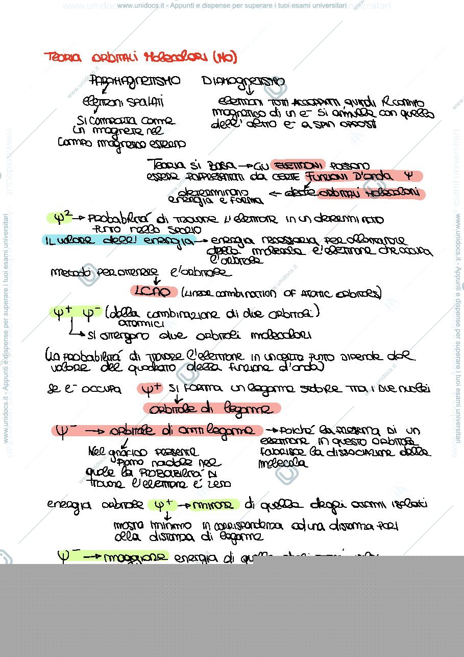 Anteprima pagina 1 — Teoria orbitale molecolare