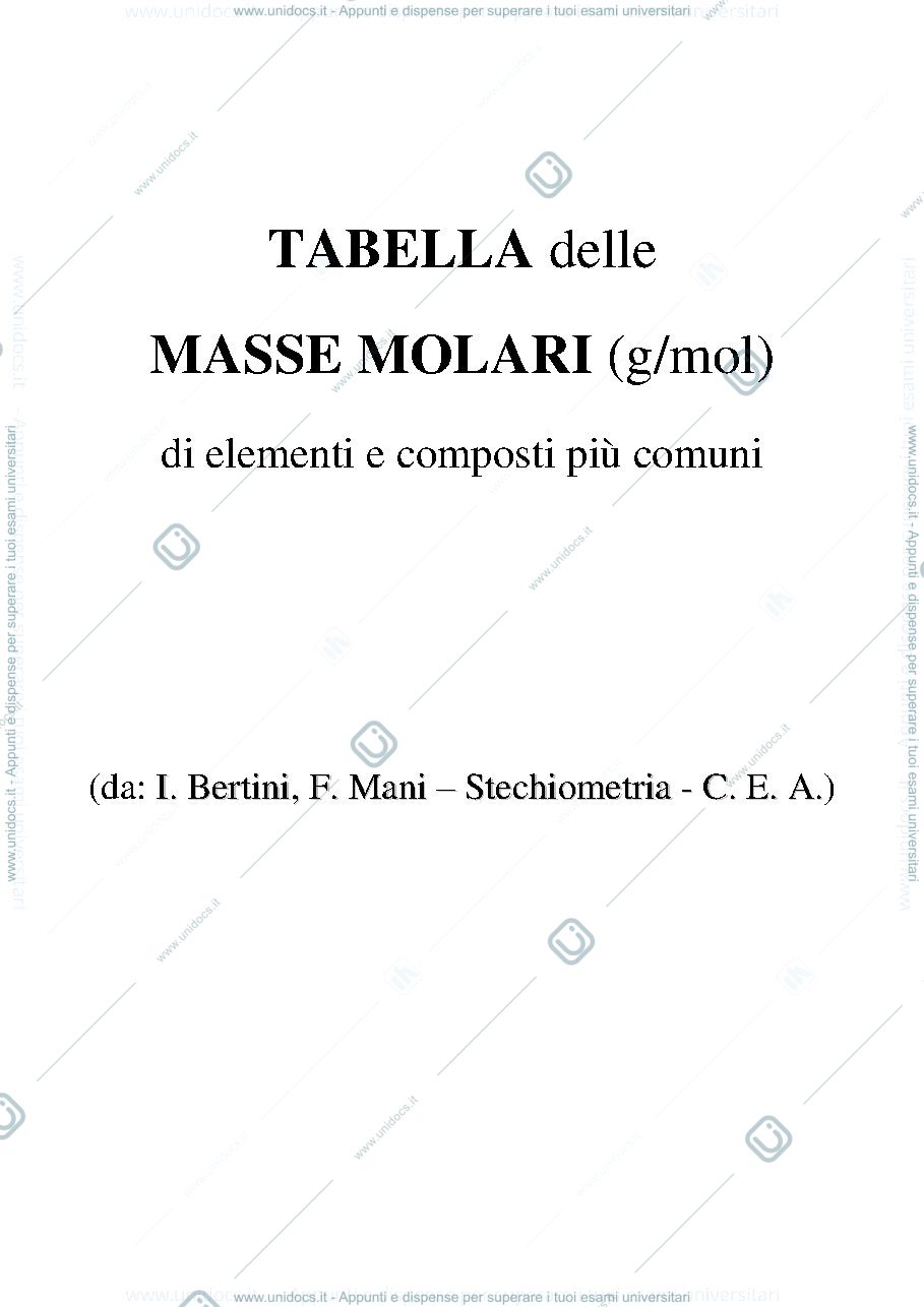 Anteprima pagina 1 — tabella masse