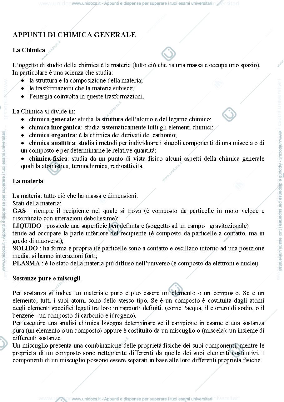 Anteprima pagina 1 — Chimica generale 