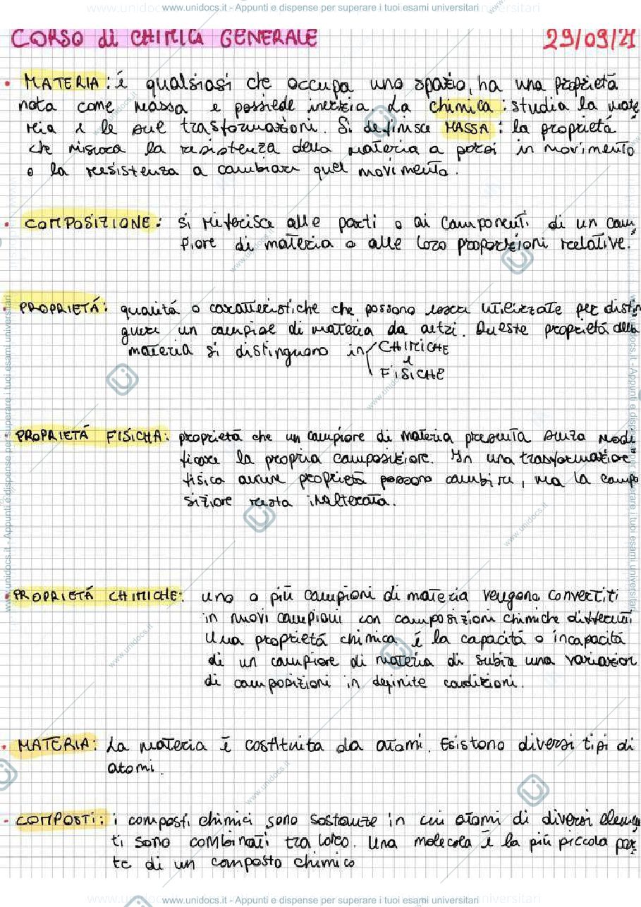 Anteprima pagina 1 — Riassunto Chimica Generale 2021/22