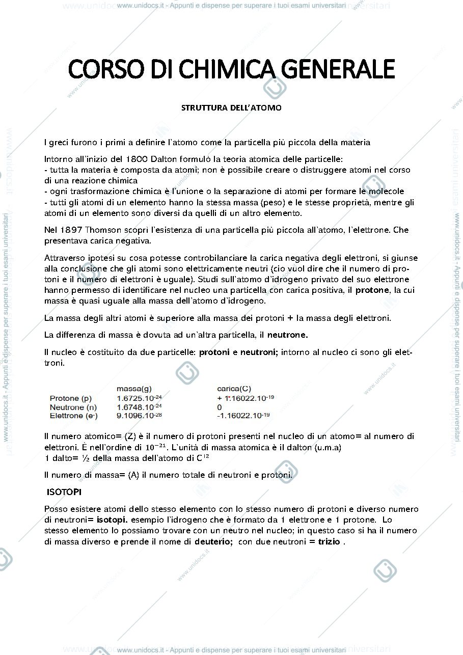 Anteprima pagina 1 — chimica generale 