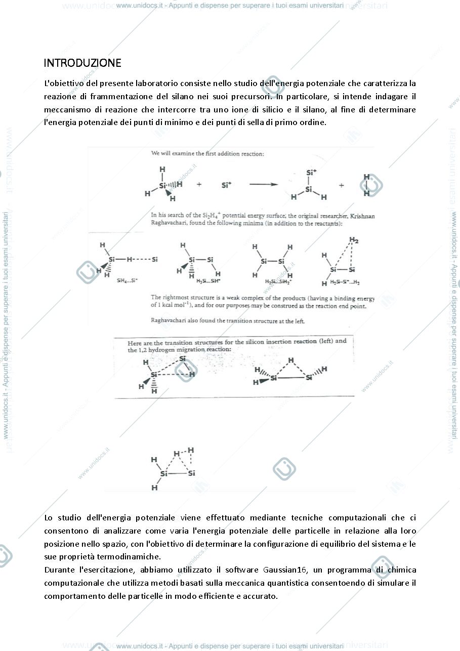 Anteprima pagina 1 — Relazione esercitazione Chimica inorganica avanzata 