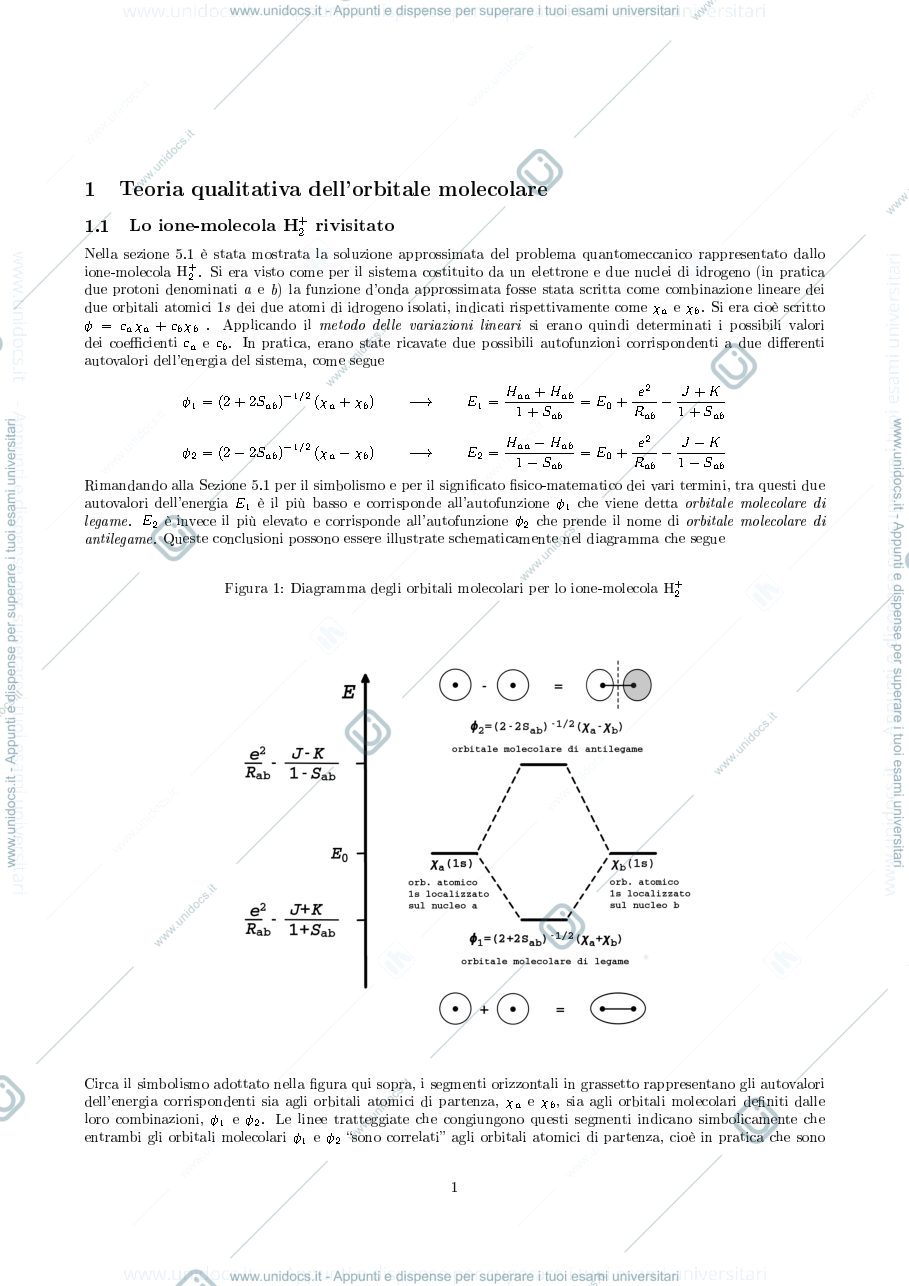 Anteprima pagina 1 — Dispense sugli orbitali molecolari corso di chimica inorganica 1