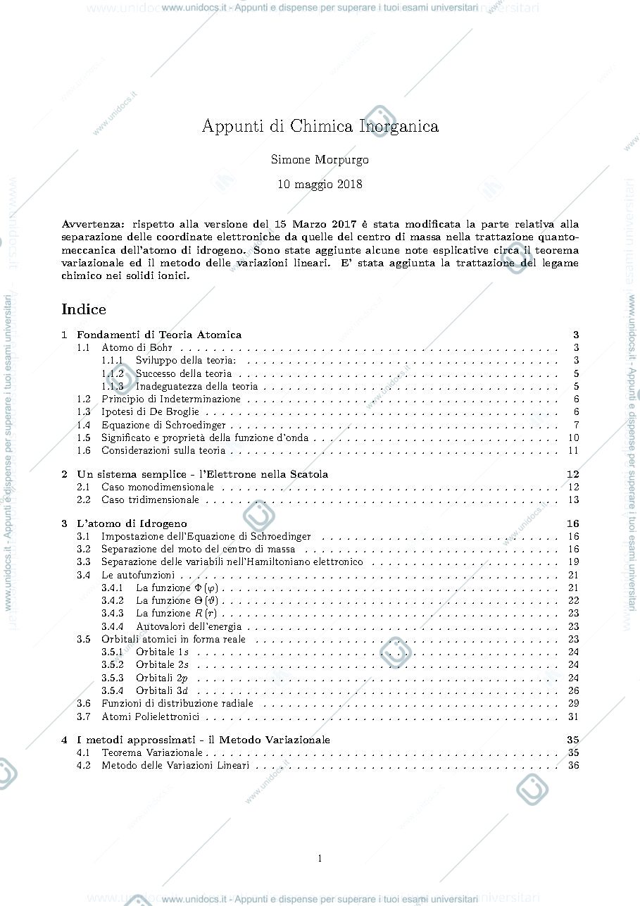Anteprima pagina 1 — Dispensa chimica inorganica 1