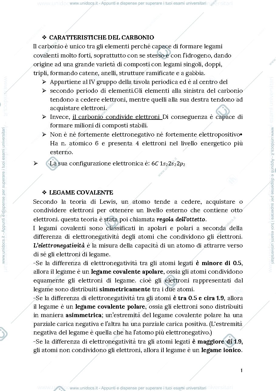 Anteprima pagina 1 — Chimica organica I