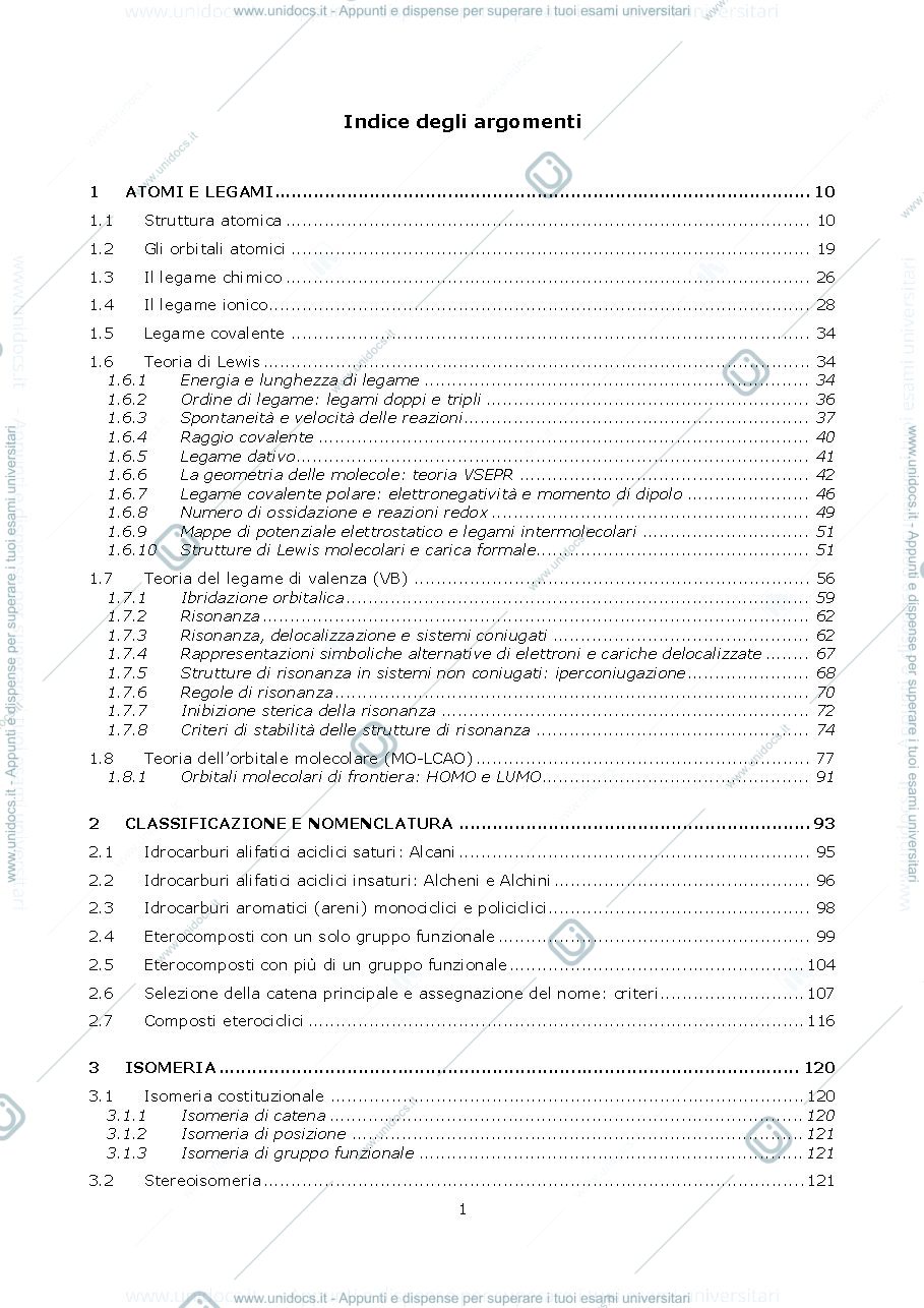 Anteprima pagina 1 — Appunti di chimica organica 