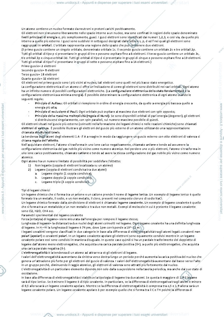 Anteprima pagina 1 — Appunti di chimica organica