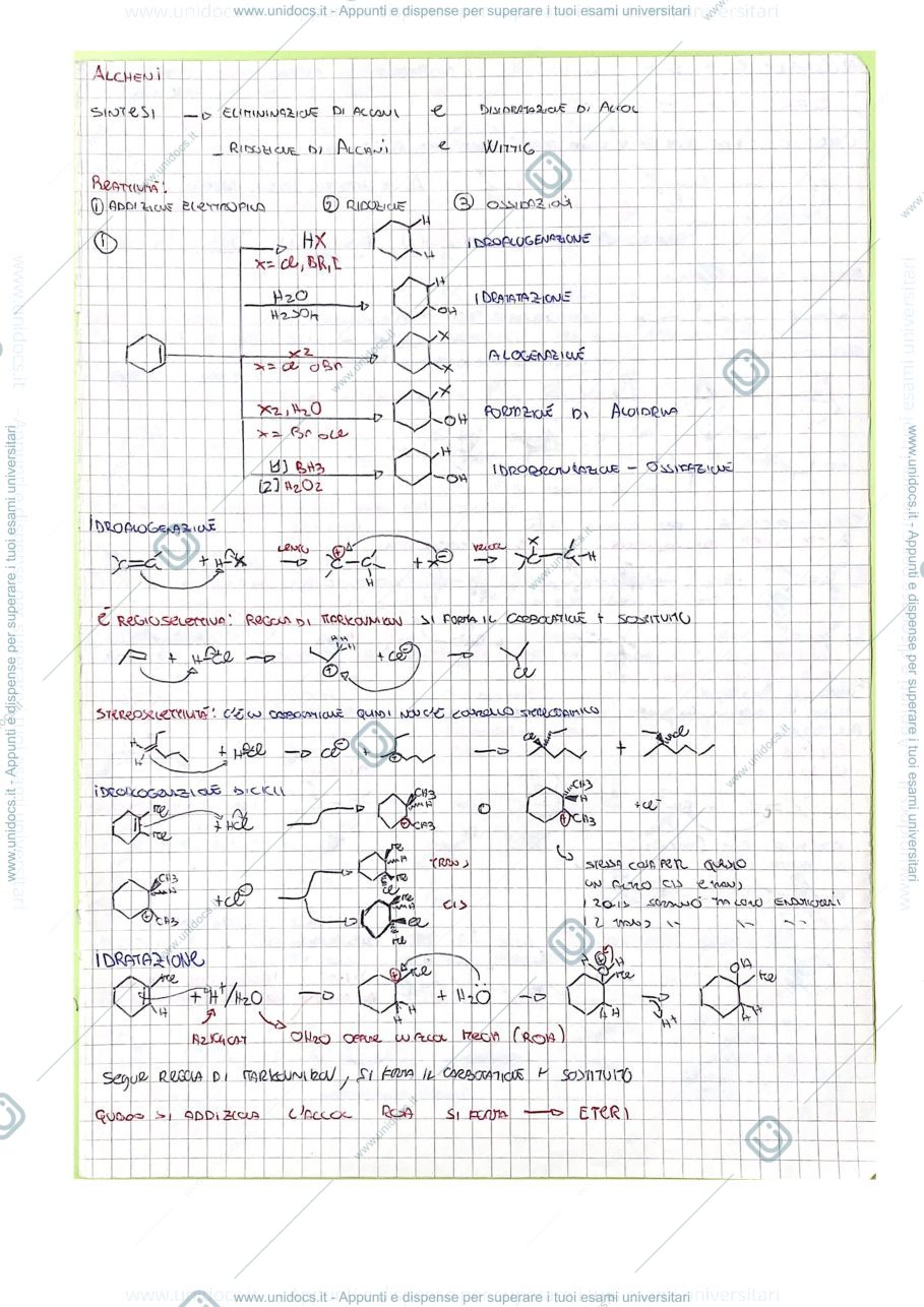 Anteprima pagina 1 — Reattività degli Alcheni
