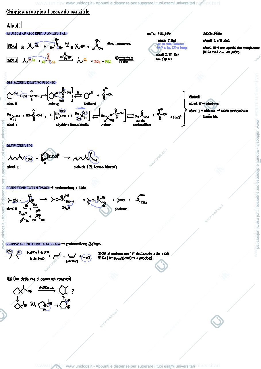 Anteprima pagina 1 — schemi reazioni esame chimica organica I