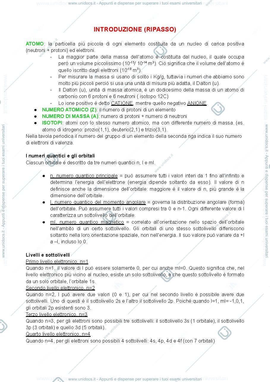 Anteprima pagina 1 — sbobine di chimica organica