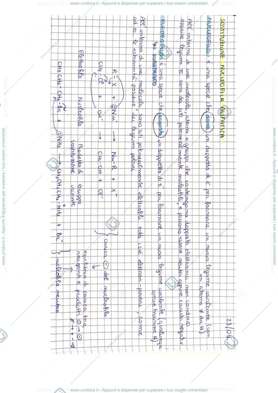 Anteprima pagina 1 — Sostituzione nucleofila alifatica (Sn1-Sn2)