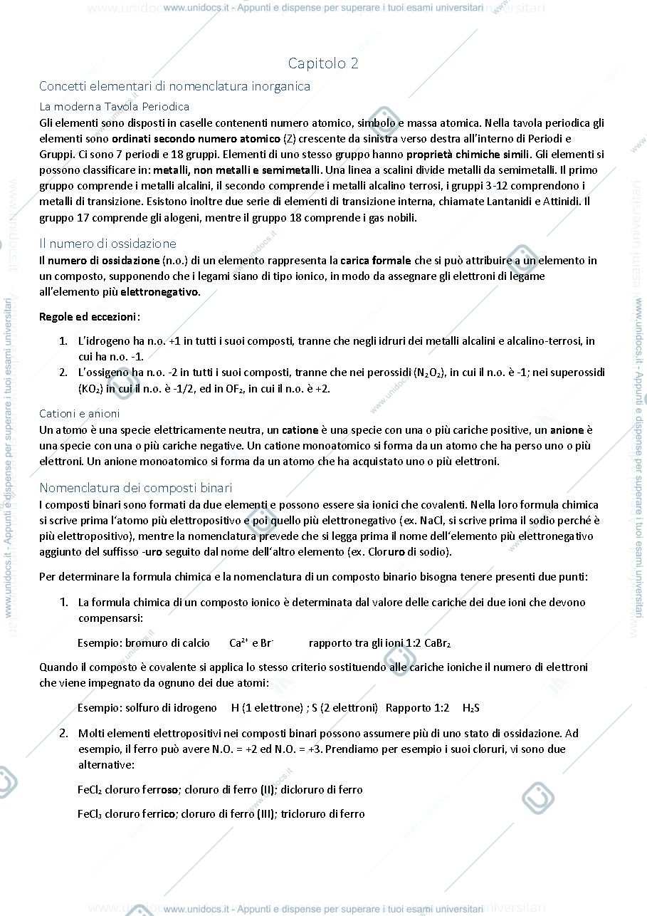 Anteprima pagina 1 — Concetti elementari di nomenclatura inorganica