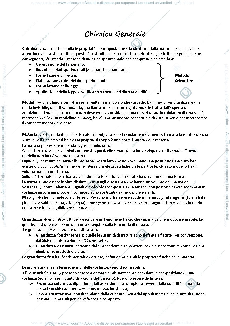 Anteprima pagina 1 — appunti di chimica
