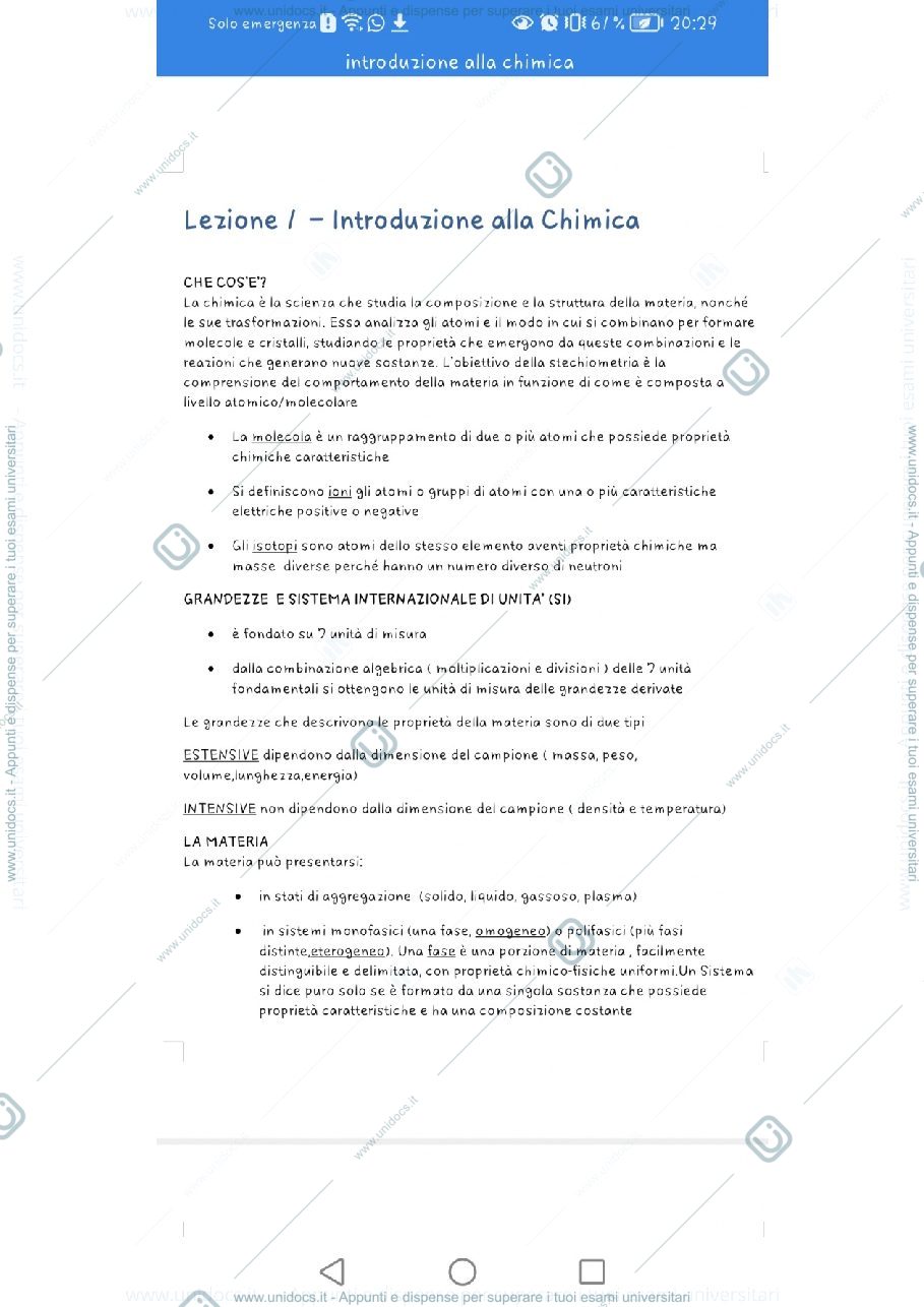 Anteprima pagina 1 — Chimica parte introduzione 