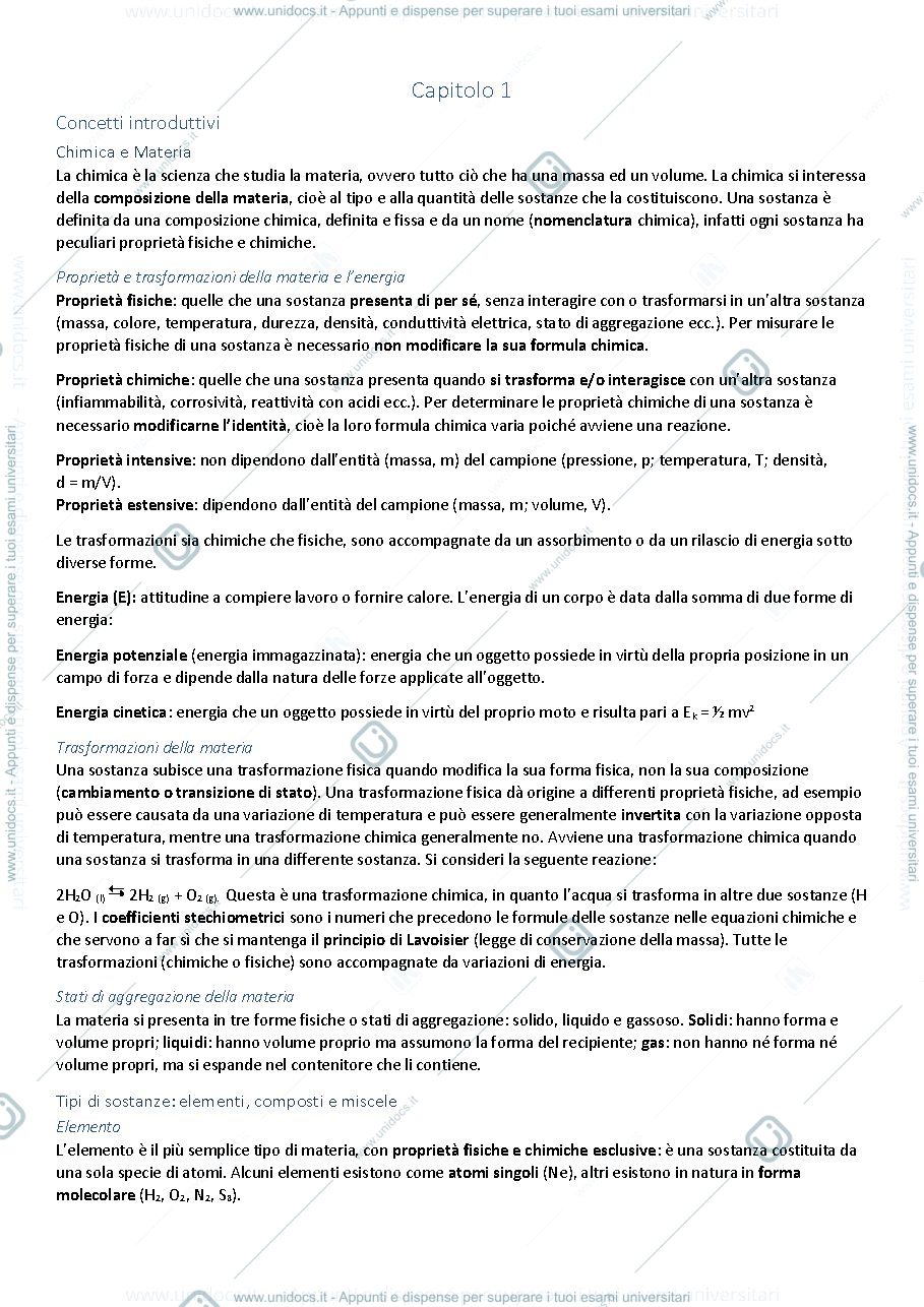 Anteprima pagina 1 — Chimica concetti introduttivi