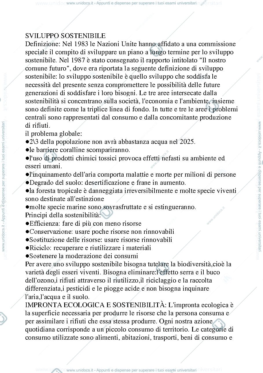 Anteprima pagina 1 — Lo sviluppo sostenibile 