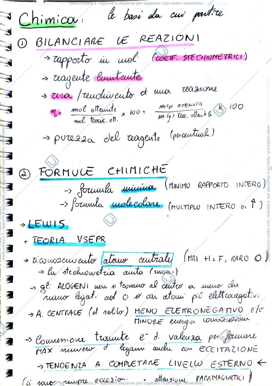 Anteprima pagina 1 — Riassunti Chimica Prof. Punta