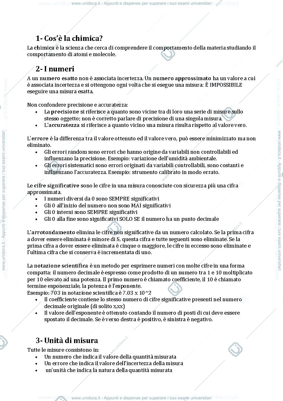 Anteprima pagina 1 — Appunti di chimica generale