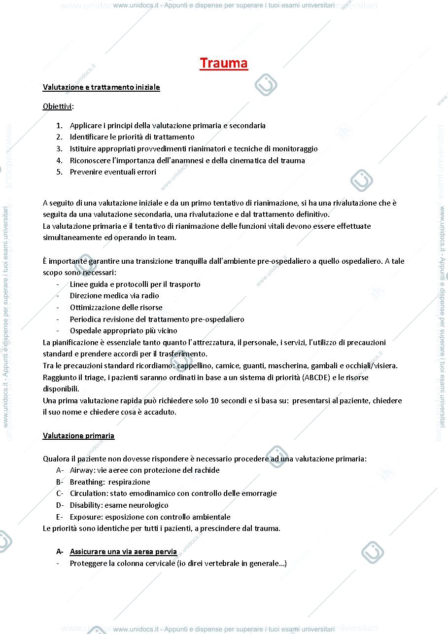 Anteprima pagina 1 — RIASSUNTO CHIRURGIA