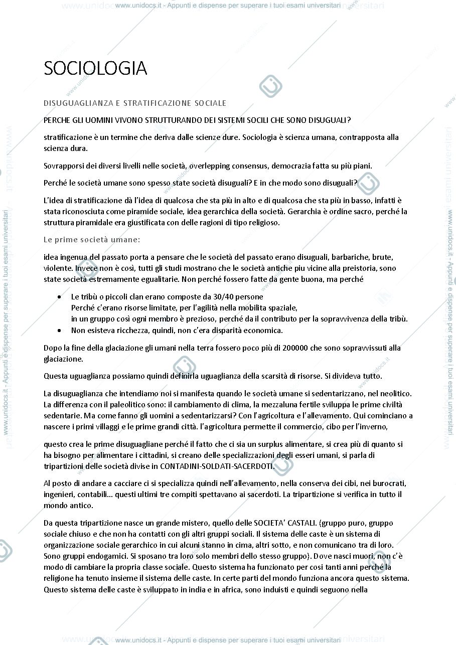 Anteprima pagina 1 — Appunti sociologia