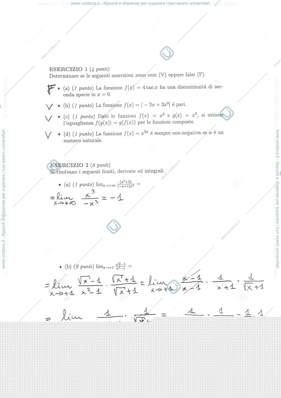 Anteprima pagina 2 — testo d'esame di analisi 1