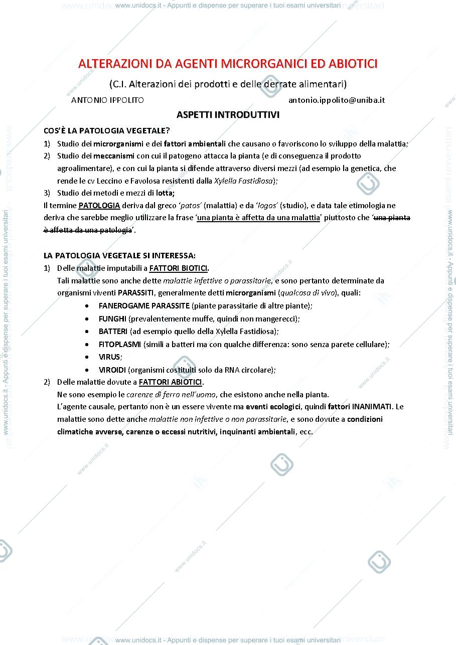 Anteprima pagina 1 — Alterazioni da agenti animali