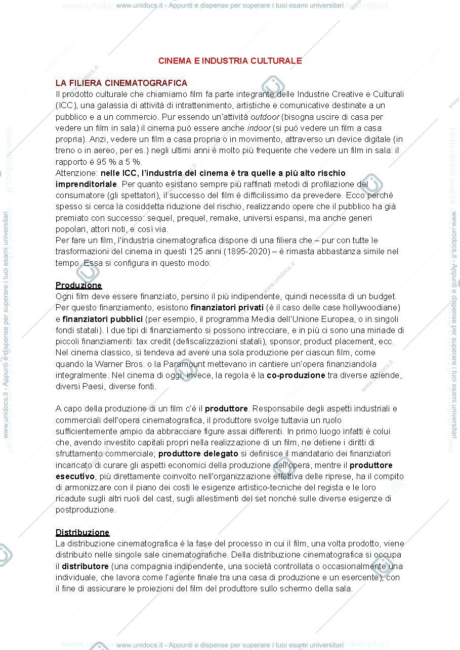 Anteprima pagina 1 — Appunti Cinema e Industria Culturale 