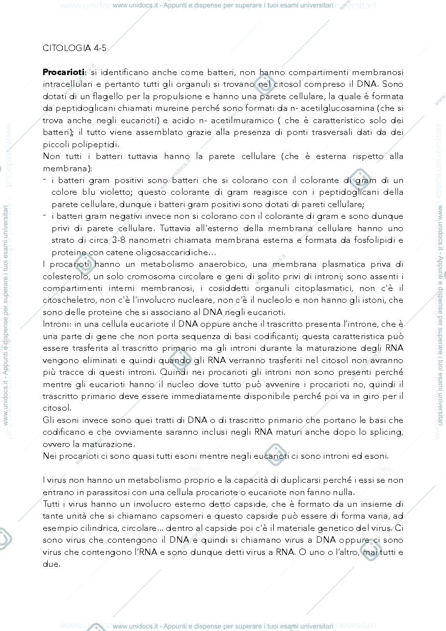 Anteprima pagina 1 — Membrana Plasmatica e Procarioti