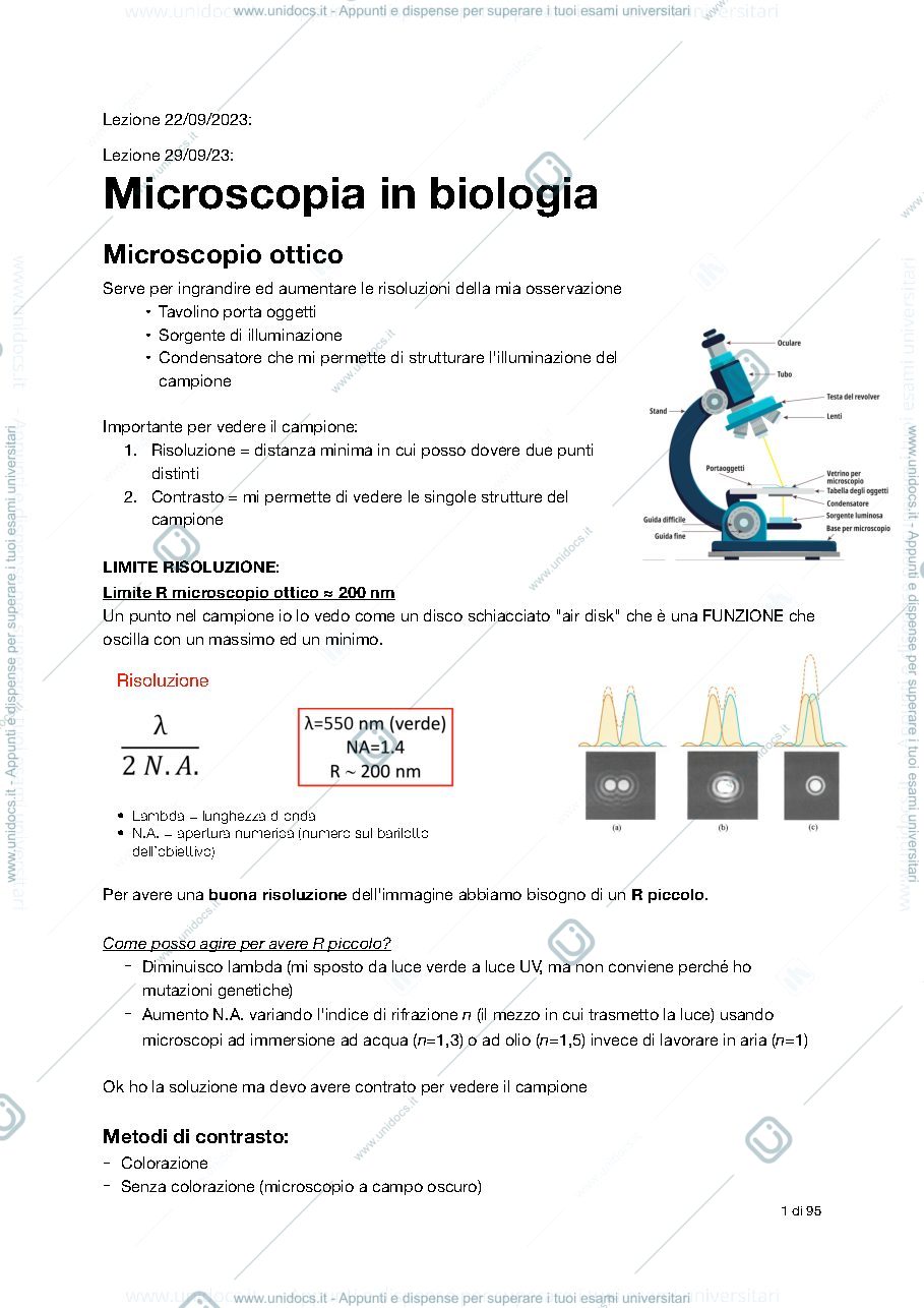 Anteprima pagina 1 — Appunti citologia