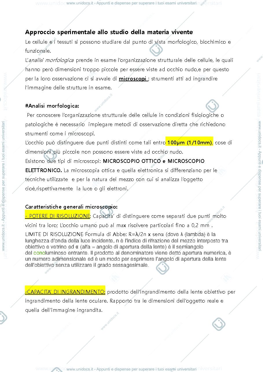 Anteprima pagina 1 — Appunti integrati con libro del programma di Citologia del Prof. Andreazzoli